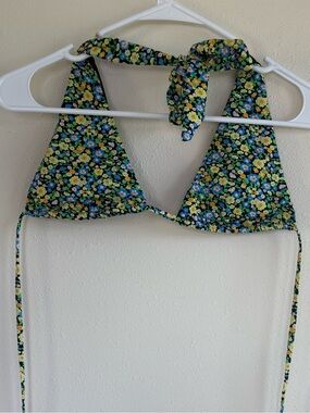 Baltic Born Kas Triangle Halter Bikini Top Green Multi Floral Small S0615D